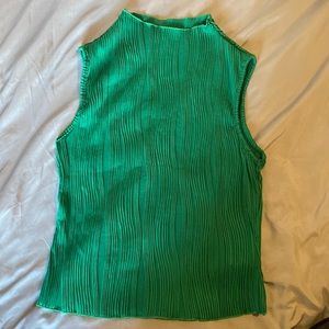 bright green ribbed tank top